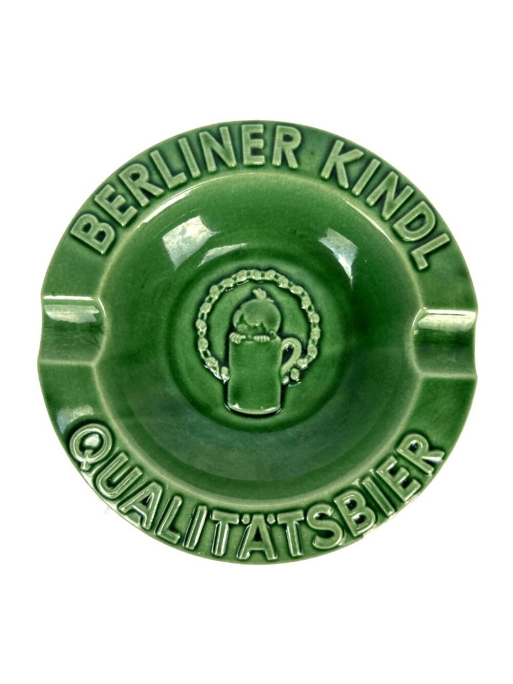Art Deco 1920s BERLINER KINDL Qualitatsbier Antique Green Ashtray German Beer